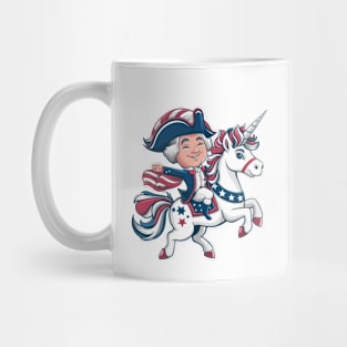 George Washington Riding A Unicorn 4th of July vintage kids Mug